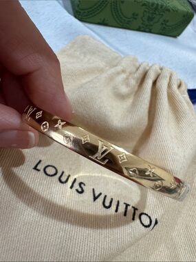 Louis Vuitton Gold Monogram Slim Bangle Bracelet